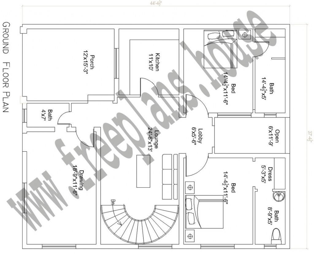 37x44 Ground Floor Plan