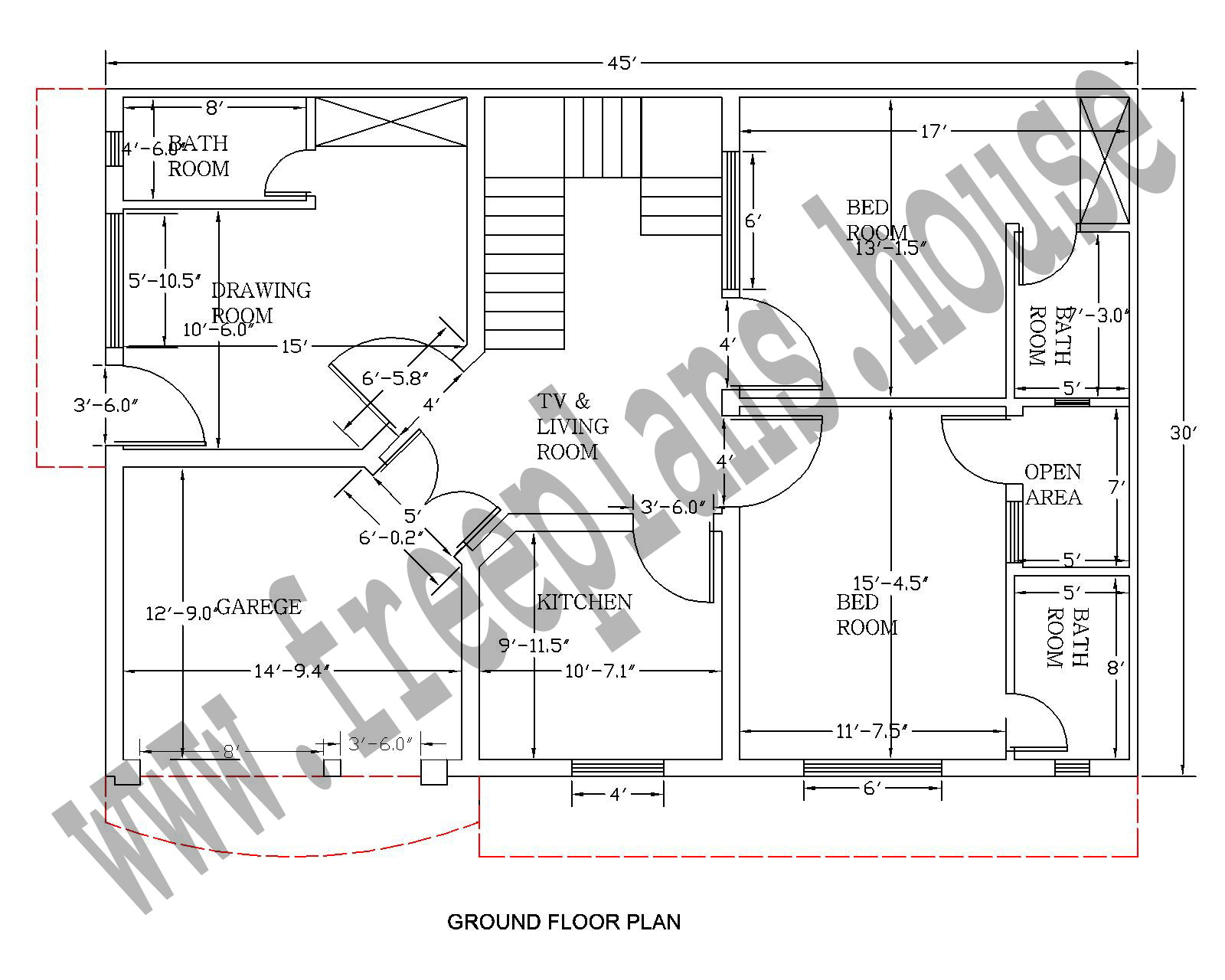 30×45 Feet 125 Square Meter House Plan Free House Plans