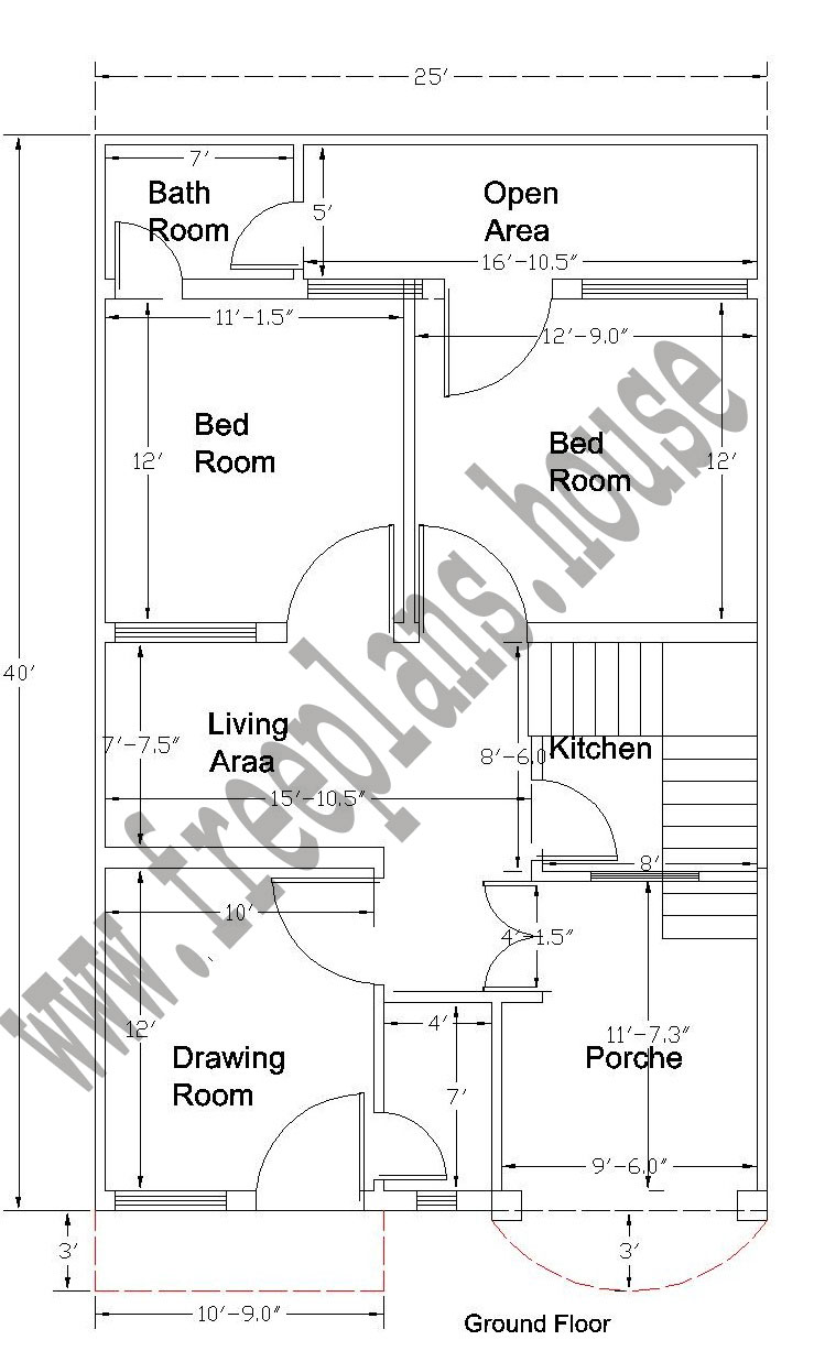 25×40 Feet/ 92 Square Meter House Plan Free House Plans